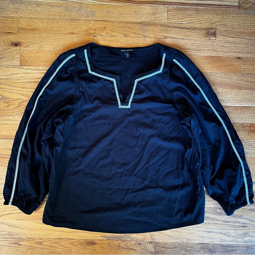 Banana Republic Notch Neck Black Blouse